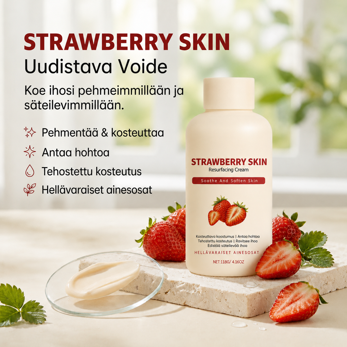 Strawberry Skin™ | Kosteuttava voide epätasaiselle ihontekstuurille